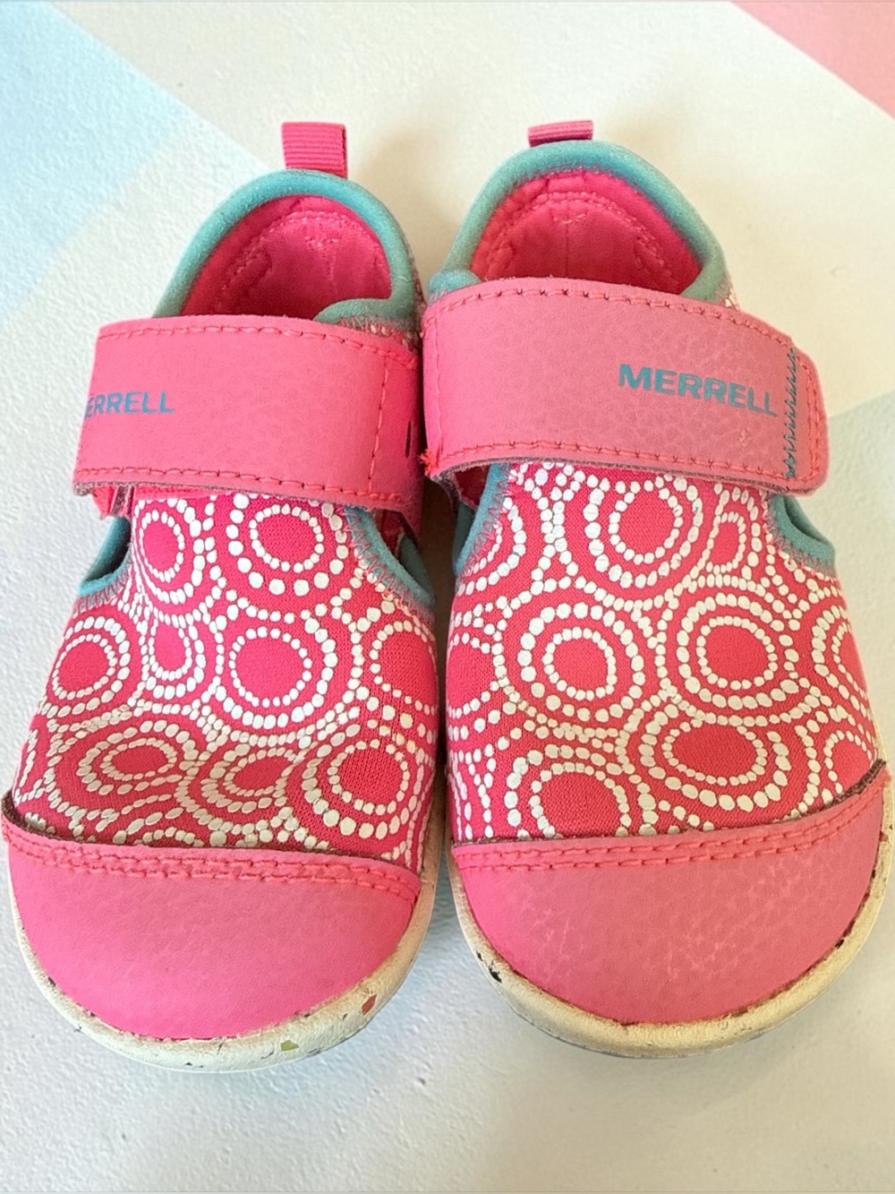 Merrell Bare Steps H2O Chroma Water Shoes Pink Turquoise Toddler Size 7T GUC